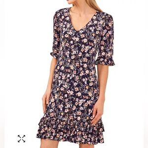 NWT Cece Floral Dress with Ruffle Hem size L